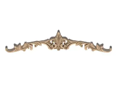 Cartouche-013 gold ornate cabinet pull 3D model