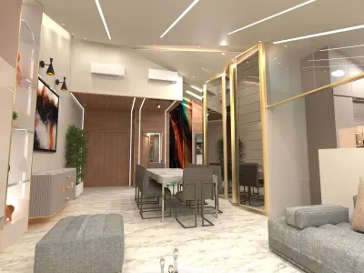 Modern Home with Roof Ceiling 3D model