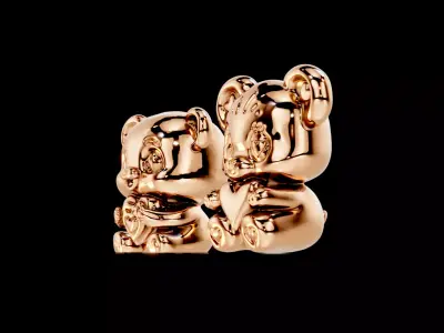 Valentines day Cute Love bears 3D print model