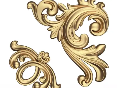 Corner Carved Plaster Molding Decoration 025 Low-poly 3D model