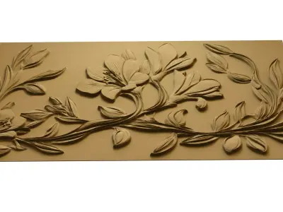 modern rose panel wall decor set relief stl mural CNC 307 3D model
