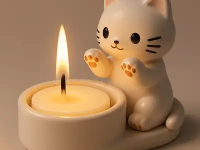 Cat candle holder 3D print model