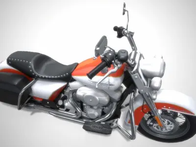 Harly Davidson FLHR Road  King motorcycle Low-poly 3D model