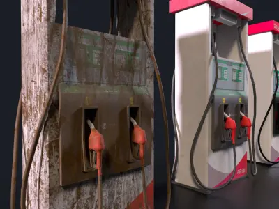 Fuel station pump 3D Low-poly 3D model
