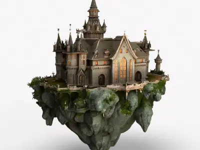 Floating Castle High Detail 3D model