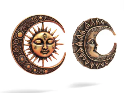 Decorative moons 2 Low-poly 3D model