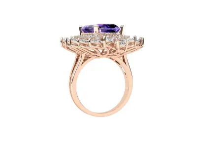 R00014 amethyst and diamond ring 3D print model
