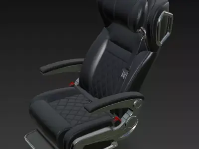Luxury Car Seat Black Leather Reclining Chair 3D model
