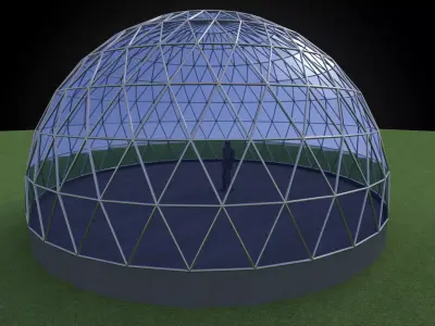 Geodesic dome like structure with triangulated structure Low-poly 3D model