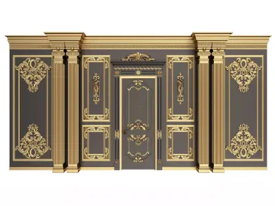 Boiserie Classic Wall with Mouldings 08 Black Low-poly 3D model