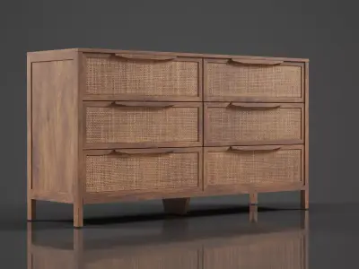 Hannah 6-Drawer Dresser 3D model