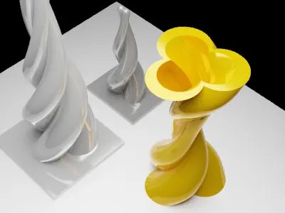 Twisted Spiral three Sculptures 3D print model