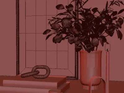 decorative set with eucalyptus  bouquet  3D model