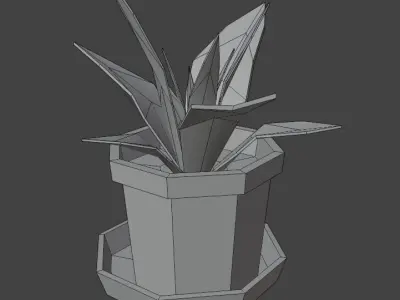 A room plant in a brown pot Free low-poly 3D model