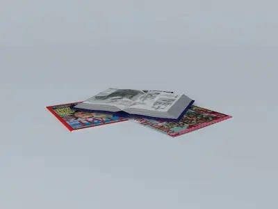 Magazines stack of books on table Free 3D model