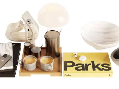 Decorative Set - American Style Neutral Decor - Appel Set 3D model