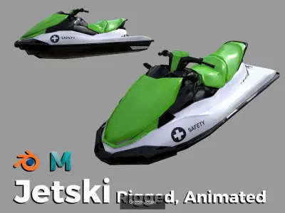5 Color Jetski Low-poly 3D model 3D Model Pack