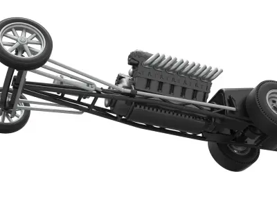 Front engine vintage dragster with V12 Scale 1 to 25 3D print model