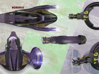 All Terrain Hubless Wheel Space Motocycle 3D model