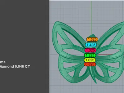 Elegant butterfly diamond pendant  3D print model