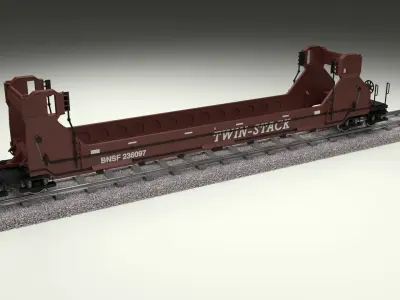 Brown Train Well Car 3D model