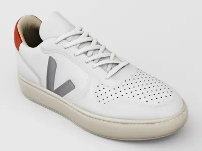 Casual Sneaker Leather Veja Style - White Khaki Grey Low-poly 3D model