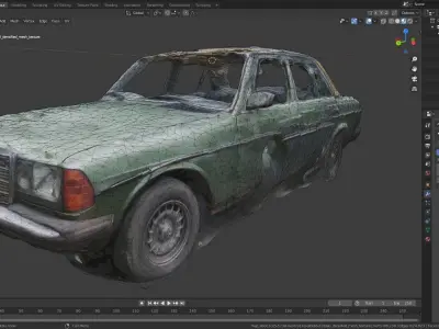 Abandoned car photoscanned with 8k texture LOW-POLY  Low-poly 3D model