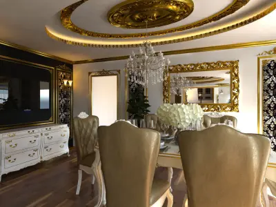 Luxury Lux Salon Saloon Home 3D model