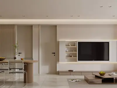 Modern living room dining room interior scenes 365 3D model