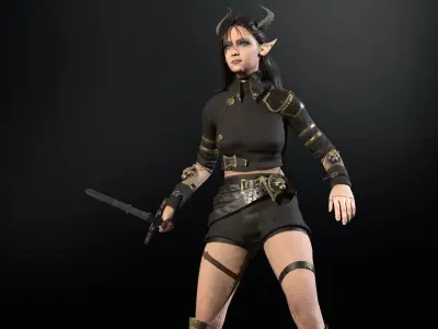Elf Hunter Low-poly 3D model