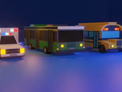 Low Poly Car Pack Low-poly 3D model