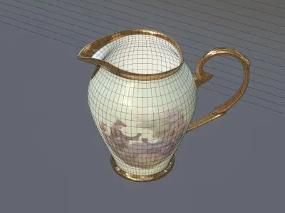 Jug Milk Porcelain Retro 3D Model 3D model