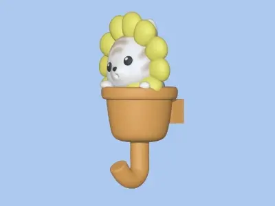 A cute Cat flower key holder for decoration 3D print model