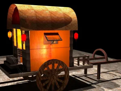 Chinese carriage Low-poly 3D model