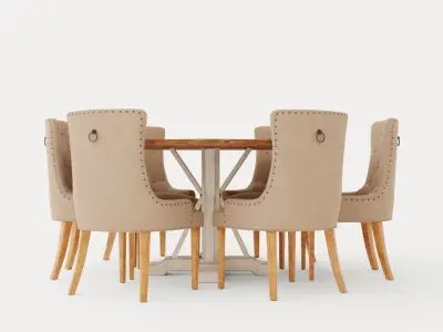 Lyon Food Group Round With 6 Victoria Chairs Winter Low-poly 3D model