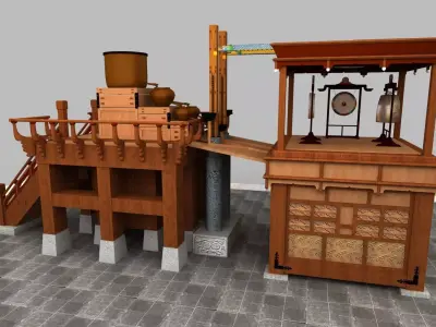 Korean Traditional Water Clock Pavilion Full 3D Model 3D model