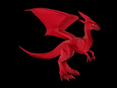 Small Fire Dragon Low-poly 3D model