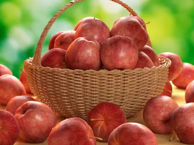  Red Apple Basket Free 3D model