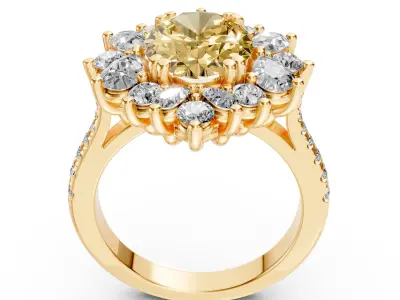 Yellow Citrine Cocktail Ring Free 3D print model