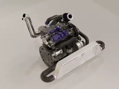 4 Cylinder Car Engine 3D model
