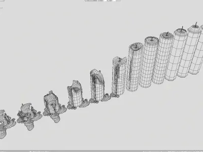 Molten Candle Complete Life Cycle - Burn Stages - Cylindrical B Low-poly 3D model