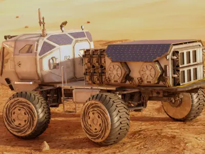 Mars Rover Rigged Animated with mars environment scene 3D model