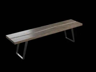 Bench wooden 04 Low-poly 3D model