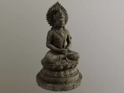 Seated Deity Buddha Stone 3D model