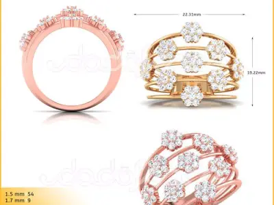 Light Weight Gold Diamond Ring DOC-R8117 3D print model