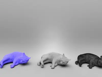 Lying cat 43 Low-poly 3D model