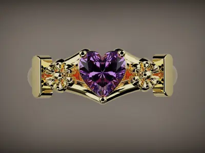 Heart flowers Ring for female  Free 3D print model