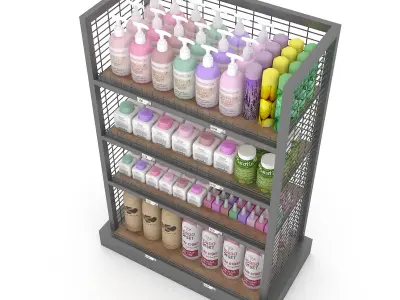 cosmetic product market stand 04 Low-poly 3D model
