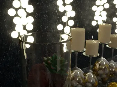 New Year decoration with glasses and candles 3D model