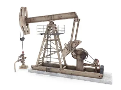 Oil Pumpjack Animated Weathered Pack 3D model